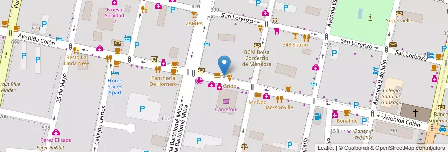 Mapa de ubicacion de Mitre 1 en 阿根廷, 智利, Mendoza, Departamento Capital, Sección 2ª Barrio Cívico, Ciudad De Mendoza.