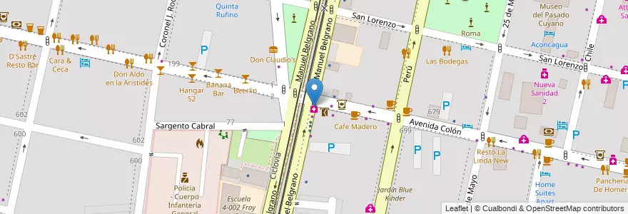 Mapa de ubicacion de Mitre 4 en 阿根廷, 智利, Mendoza, Departamento Capital, Sección 2ª Barrio Cívico, Ciudad De Mendoza.
