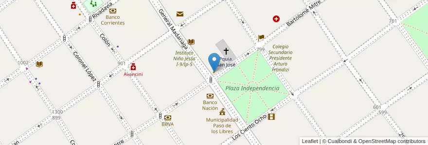 Mapa de ubicacion de Mitre Pizza Bar en Argentinië, Corrientes, Departamento Paso De Los Libres, Municipio De Paso De Los Libres.