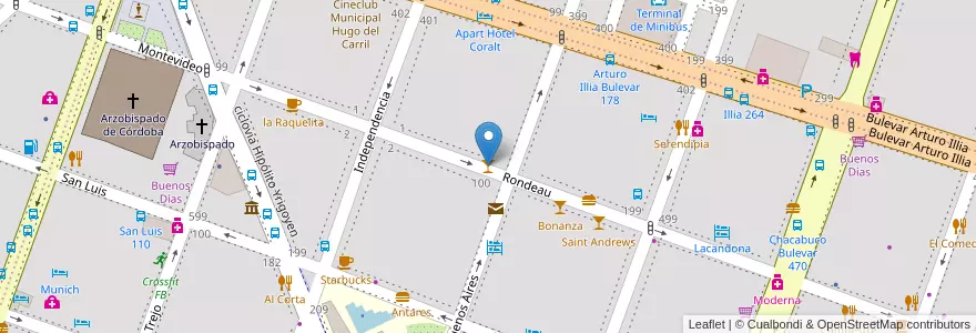 Mapa de ubicacion de Moddo Irish Pub and Classic songs en Argentinië, Córdoba, Departamento Capital, Pedanía Capital, Córdoba, Municipio De Córdoba.