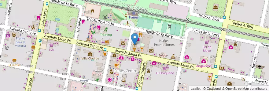 Mapa de ubicacion de Modesta Ramos Generales en アルゼンチン, サンタフェ州, Departamento Rosario, Municipio De Funes, Funes.