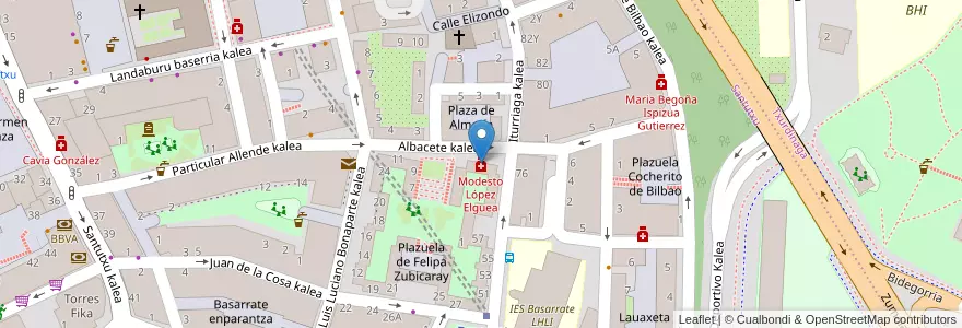 Mapa de ubicacion de Modesto López Elguea en España, Euskadi, Bizkaia, Bilboaldea, Bilbao.