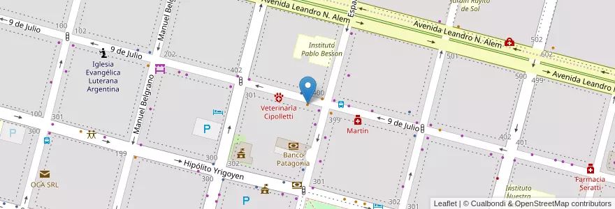 Mapa de ubicacion de Moka Cafetería en 아르헨티나, 칠레, 리오네그로주, Cipolletti, Departamento General Roca.