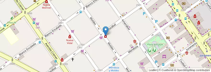 Mapa de ubicacion de Moldes en アルゼンチン, Ciudad Autónoma De Buenos Aires, ブエノスアイレス, Comuna 13.