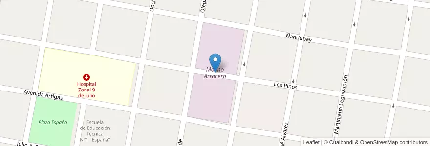 Mapa de ubicacion de Molino Arrocero en Аргентина, Междуречье, Departamento La Paz, Distrito Estacas, La Paz.