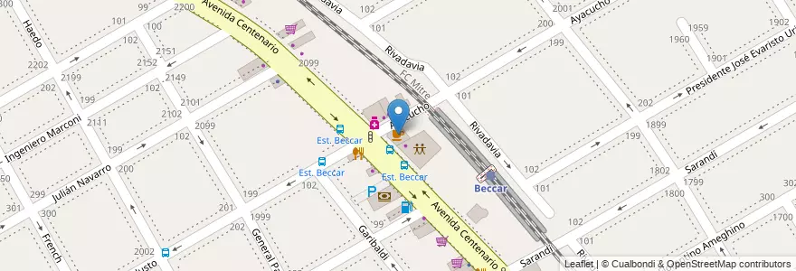 Mapa de ubicacion de Molino Café en アルゼンチン, ブエノスアイレス州, Partido De San Isidro, Beccar.