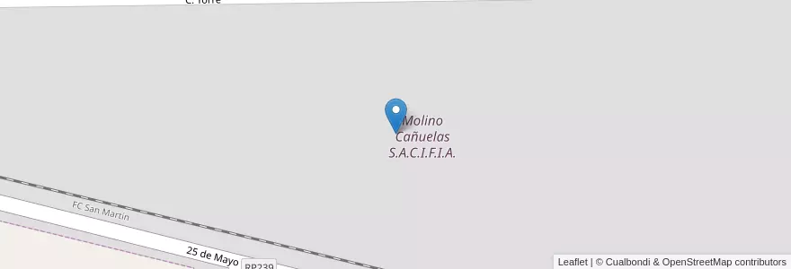 Mapa de ubicacion de Molino Cañuelas S.A.C.I.F.I.A. en Argentinië, Córdoba, Departamento Río Cuarto, Pedanía Cautiva, Municipio De Adelia María.