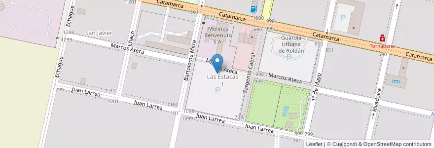 Mapa de ubicacion de Molinos Benvenuto S.A. en Argentina, Santa Fe, Departamento San Lorenzo, Municipio De Roldán, Roldán.