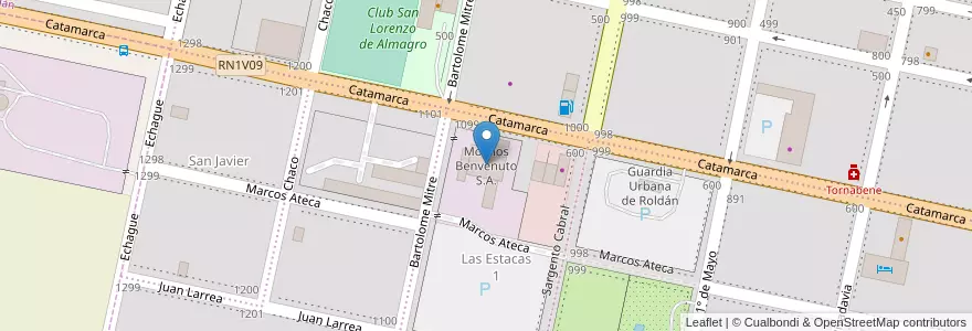Mapa de ubicacion de Molinos Benvenuto S.A. en 아르헨티나, Santa Fe, Departamento San Lorenzo, Municipio De Roldán, Roldán.