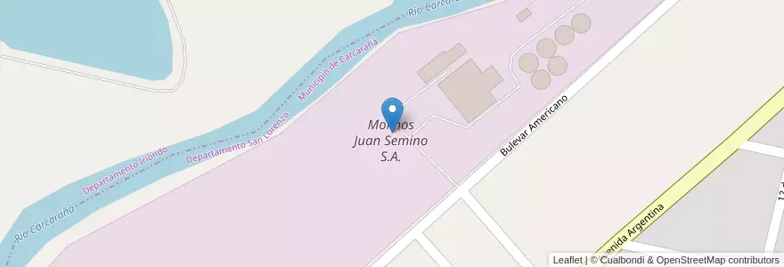 Mapa de ubicacion de Molinos Juan Semino S.A. en آرژانتین, سانتافه, Municipio De Carcarañá, Carcarañá.