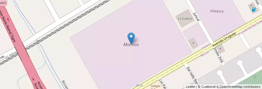 Mapa de ubicacion de Molinos en アルゼンチン, ブエノスアイレス州, Partido De San Fernando, Victoria.