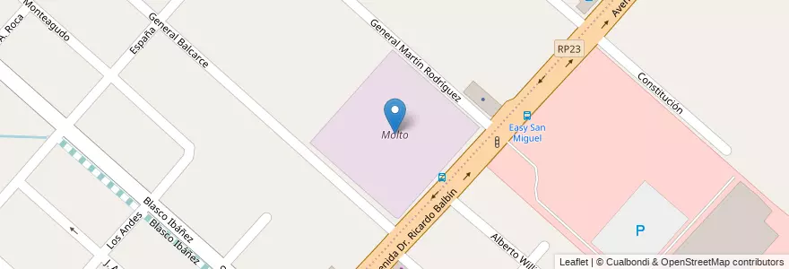 Mapa de ubicacion de Molto en Argentinië, Buenos Aires, Partido De San Miguel, Santa María.