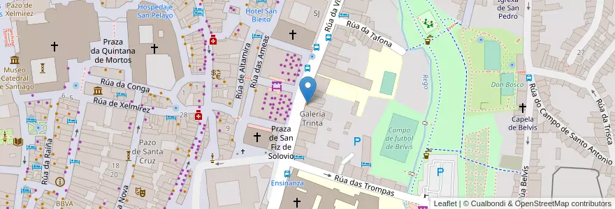 Mapa de ubicacion de Momo en Espanha, Galiza, A Corunha, Santiago, Santiago De Compostela.