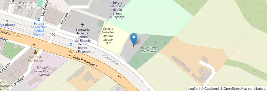 Mapa de ubicacion de Monasterio Carmelitas Descalzas de Rio Blanco en 阿根廷, Jujuy, Departamento Palpalá, Municipio De Palpalá.