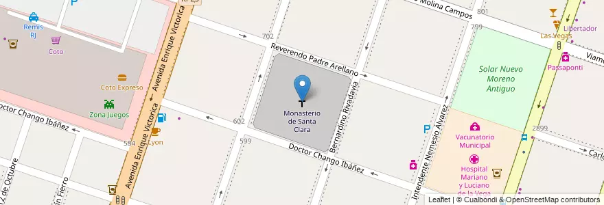 Mapa de ubicacion de Monasterio de Santa Clara en Arjantin, Buenos Aires, Partido De Moreno, Moreno.