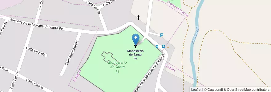 Mapa de ubicacion de Monasterio de Santa Fe en İspanya, Aragón, Zaragoza, Zaragoza, Cuarte De Huerva.
