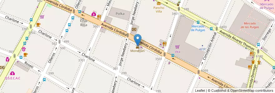Mapa de ubicacion de Mondrian, Chacarita en Argentine, Ciudad Autónoma De Buenos Aires, Buenos Aires.