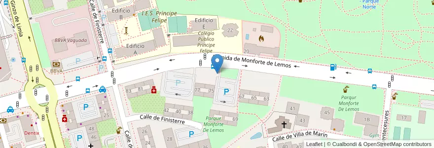 Mapa de ubicacion de MONFORTE DE LEMOS, AVENIDA, DE,75 B en İspanya, Comunidad De Madrid, Comunidad De Madrid, Área Metropolitana De Madrid Y Corredor Del Henares, Madrid.