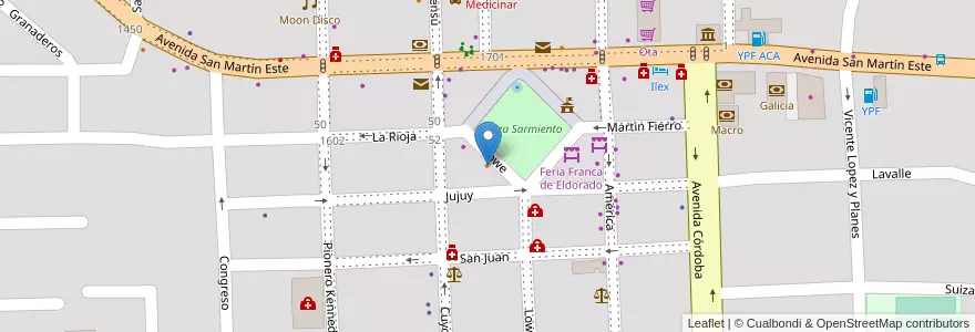 Mapa de ubicacion de Mongoaurelio en Argentina, Misiones, Departamento Eldorado, Municipio De Eldorado, Eldorado.