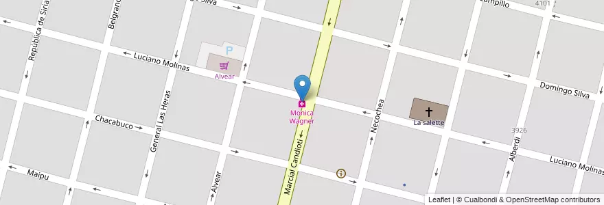 Mapa de ubicacion de Monica Wagner en 阿根廷, Santa Fe, Departamento La Capital, Santa Fe Capital, Santa Fe.