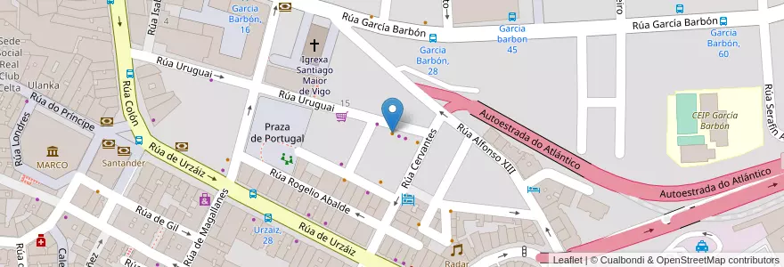 Mapa de ubicacion de Monk Blues Cafe en 西班牙, Galicia / Galiza, Pontevedra, Vigo, Vigo.