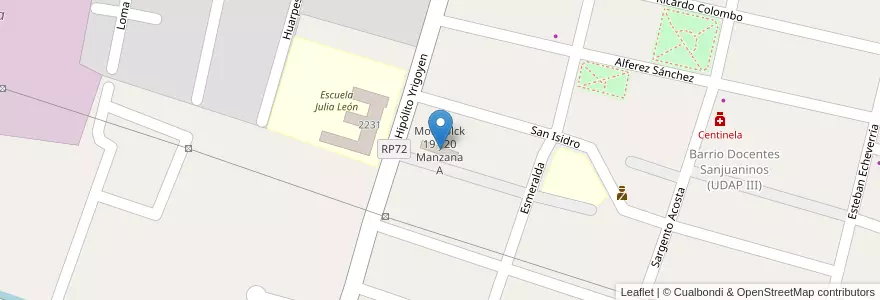 Mapa de ubicacion de Monoblck 19 y20 Manzana A en Arjantin, San Juan, Şili, Rivadavia, Rawson.