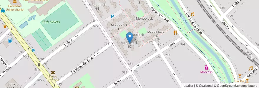 Mapa de ubicacion de Monoblock 10 en Argentinië, Buenos Aires, Partido De Bahía Blanca, Bahía Blanca.