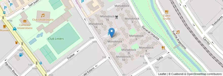 Mapa de ubicacion de Monoblock 13 en Arjantin, Buenos Aires, Partido De Bahía Blanca, Bahía Blanca.