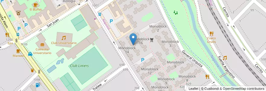 Mapa de ubicacion de Monoblock 15 en Argentinië, Buenos Aires, Partido De Bahía Blanca, Bahía Blanca.