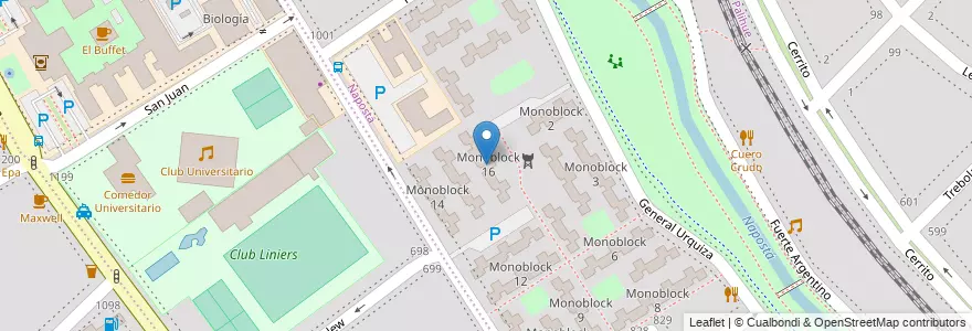 Mapa de ubicacion de Monoblock 16 en Arjantin, Buenos Aires, Partido De Bahía Blanca, Bahía Blanca.