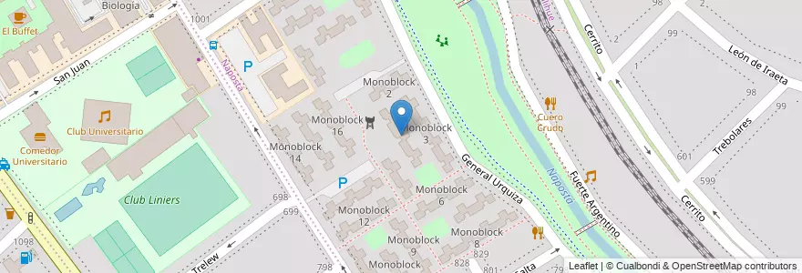 Mapa de ubicacion de Monoblock 4 en Arjantin, Buenos Aires, Partido De Bahía Blanca, Bahía Blanca.