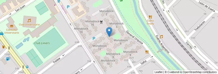 Mapa de ubicacion de Monoblock 5 en Arjantin, Buenos Aires, Partido De Bahía Blanca, Bahía Blanca.