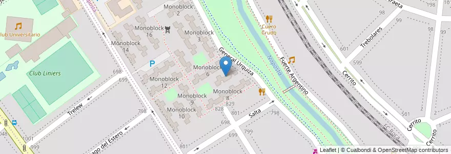 Mapa de ubicacion de Monoblock 7 en Argentina, Provincia Di Buenos Aires, Partido De Bahía Blanca, Bahía Blanca.