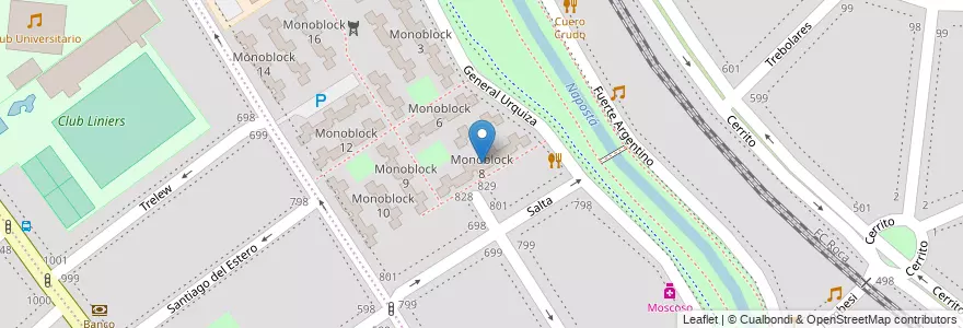 Mapa de ubicacion de Monoblock 8 en Arjantin, Buenos Aires, Partido De Bahía Blanca, Bahía Blanca.