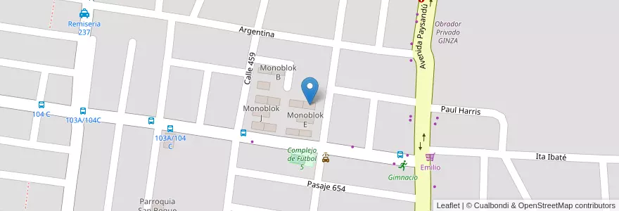 Mapa de ubicacion de Monoblok D en アルゼンチン, コリエンテス州, Departamento Capital, Corrientes, Corrientes.