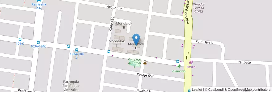 Mapa de ubicacion de Monoblok E en Argentinien, Corrientes, Departamento Capital, Corrientes, Corrientes.