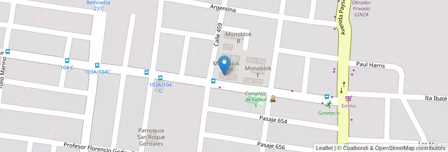Mapa de ubicacion de Monoblok I en Argentinien, Corrientes, Departamento Capital, Corrientes, Corrientes.