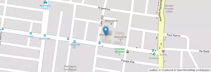 Mapa de ubicacion de Monoblok J en アルゼンチン, コリエンテス州, Departamento Capital, Corrientes, Corrientes.