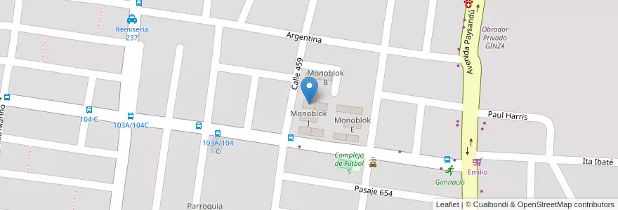 Mapa de ubicacion de Monoblok L en 阿根廷, Corrientes, Departamento Capital, Corrientes, Corrientes.