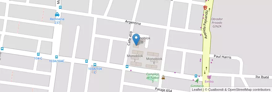 Mapa de ubicacion de Monoblok M en Argentinië, Corrientes, Departamento Capital, Corrientes, Corrientes.