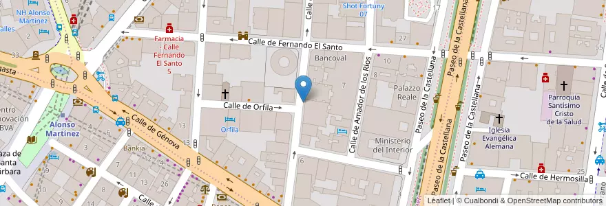 Mapa de ubicacion de MONTE ESQUINZA, CALLE, DEL,12 en اسپانیا, بخش خودمختار مادرید, بخش خودمختار مادرید, Área Metropolitana De Madrid Y Corredor Del Henares, مادرید.