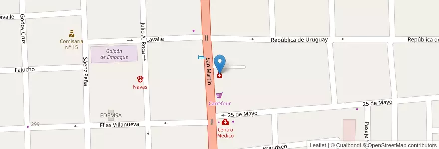 Mapa de ubicacion de Montebianco en Argentinien, Chile, Mendoza, Departamento Tunuyán, Distrito Ciudad De Tunuyán.