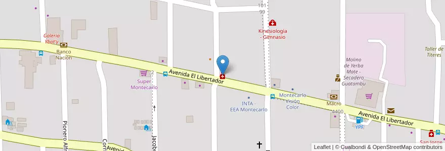 Mapa de ubicacion de Montecarlo en 아르헨티나, Misiones, Departamento Montecarlo, Municipio De Montecarlo, Montecarlo.