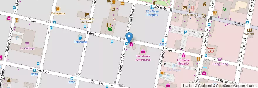 Mapa de ubicacion de Montes Farmacia en アルゼンチン, サンタフェ州, Departamento Rosario, Municipio De Rosario, ロサリオ.
