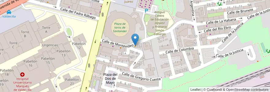 Mapa de ubicacion de Montevideo en Spanien, Kantabrien, Cantabria, Santander, Santander.