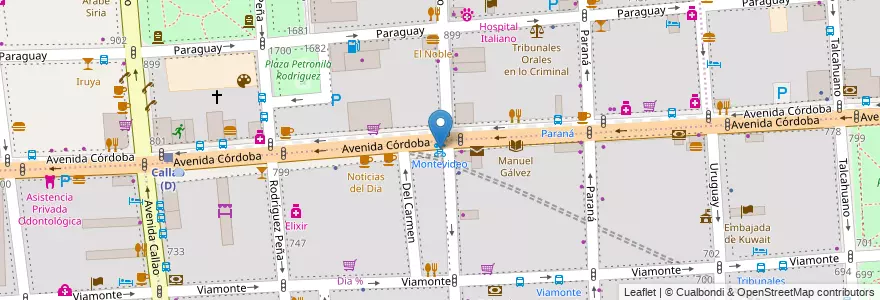Mapa de ubicacion de Montevideo, San Nicolas en Argentine, Ciudad Autónoma De Buenos Aires, Comuna 1, Buenos Aires.