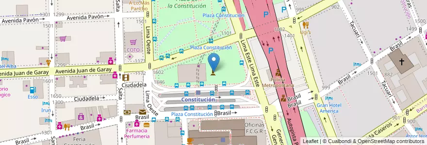 Mapa de ubicacion de Monumento a Alberdi, Constitucion en アルゼンチン, Ciudad Autónoma De Buenos Aires, Comuna 4, Comuna 1, ブエノスアイレス.