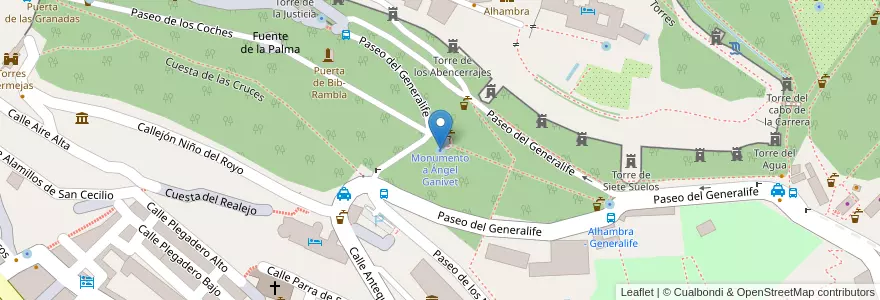 Mapa de ubicacion de Monumento a Ángel Ganivet en Espanha, Andaluzia, Granada, Comarca De La Vega De Granada, Granada.