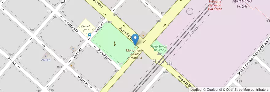 Mapa de ubicacion de Monumento a Gato y Mancha en Argentina, Buenos Aires, Partido De Ayacucho, Ayacucho.