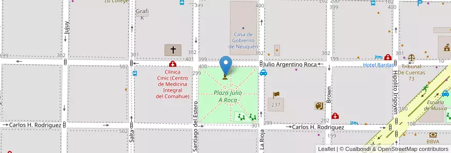 Mapa de ubicacion de Monumento a J. A. Roca en 阿根廷, 智利, 內烏肯省, Departamento Confluencia, Municipio De Neuquén, Neuquén.